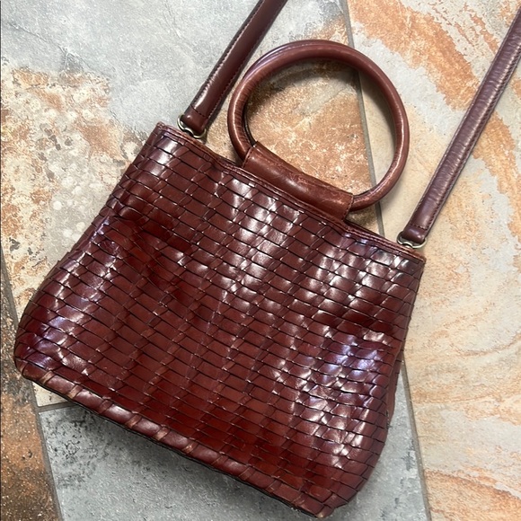 Elegant Brown leather Woven style boho Handbag - Picture 2 of 11